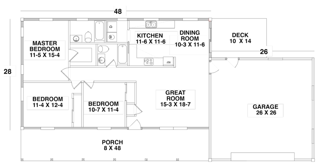 Floor Plan for the GARRETT by Century Cedar Homes