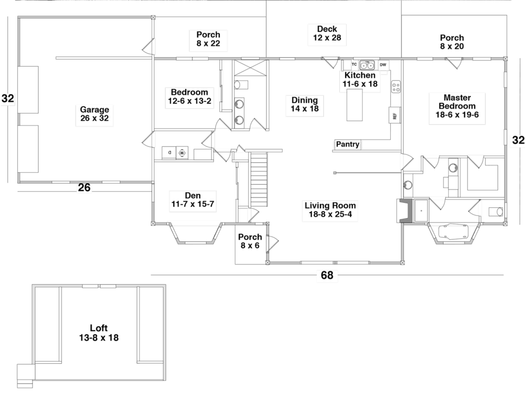 Floor Plan for the ROUGH & READY by Century Cedar Homes